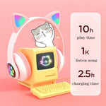 TN-28 3,5mm Bluetooth 5.0 Dual-Verbindung RGB Katzenohren Bass Stereo Geräuschunterdrückende Kopfhörer Unterstützt TF-Karte mit Mikrofon