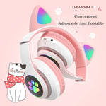 TN-28 3,5mm Bluetooth 5.0 Dual-Verbindung RGB Katzenohren Bass Stereo Geräuschunterdrückende Kopfhörer Unterstützt TF-Karte mit Mikrofon