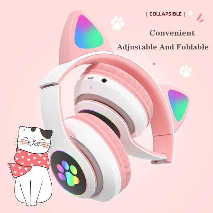 TN-28 3,5mm Bluetooth 5.0 Dual-Verbindung RGB Katzenohren Bass Stereo Geräuschunterdrückende Kopfhörer Unterstützt TF-Karte mit Mikrofon