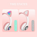 TN-28 3,5mm Bluetooth 5.0 Dual-Verbindung RGB Katzenohren Bass Stereo Geräuschunterdrückende Kopfhörer Unterstützt TF-Karte mit Mikrofon