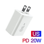SDC-20W 2-in-1 PD 20W USB-C / Type-C Reise-Ladegerät + 3A PD 3.0 USB-C / Type-C zu USB-C / Type-C Schnelllade-Datenkabel-Set, Kabellänge: 1m, US Stecker, EU Stecker, UK Stecker
