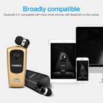 F920 CSR4.1 Einziehbares Kabel Anrufer Vibrationserinnerung Diebstahlschutz Bluetooth Headset, Schwarz, Weiß, Gold, Silber, Grau