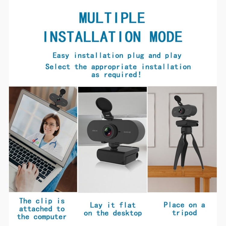 B1 4 Millionen Pixel 2K Auflösung HD 1080P 360-Grad drehbare Webcam mit Mikrofon & Stativ