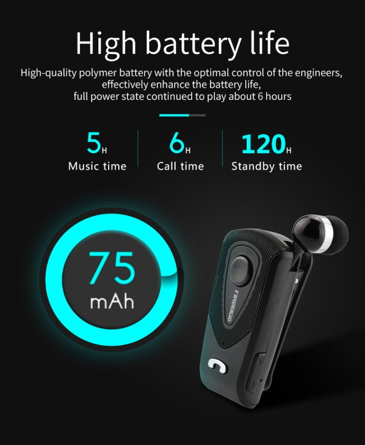 F930 CSR4.1 Einziehbares Kabel Anrufer Vibrationserinnerung Diebstahlschutz Bluetooth Headset, Schwarz, Weiß, Gold, Silber