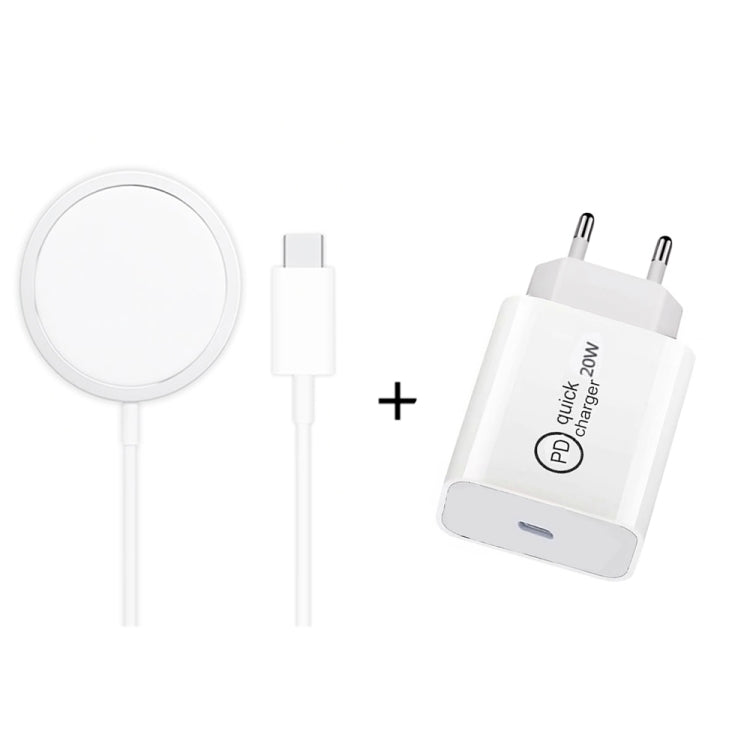 XJ-31 2-in-1 15W Magnetisches kabelloses Ladegerät + PD 20W USB-C / Type-C Reise-Ladegerät-Set für iPhone 12 Serie, EU-Stecker, US-Stecker, UK-Stecker