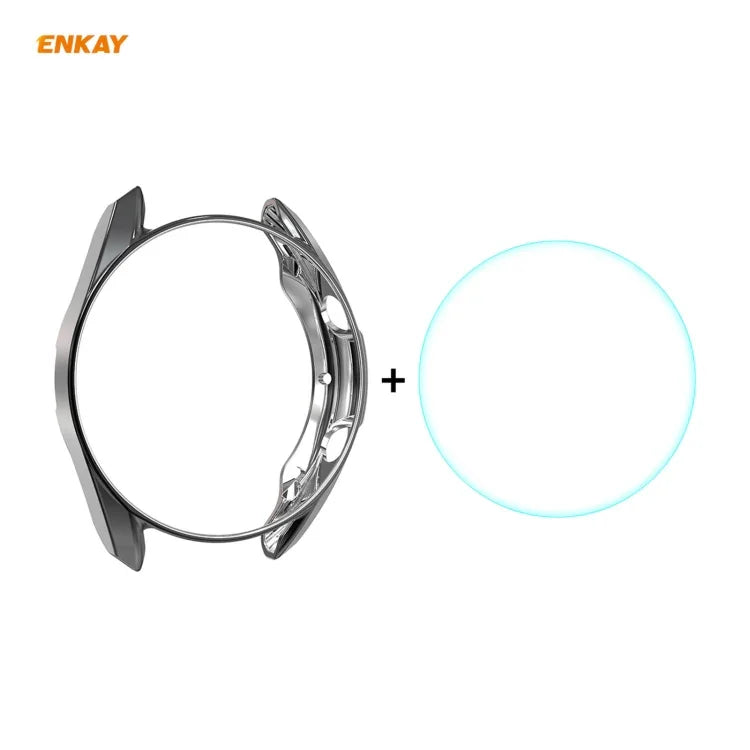 Für Samsung Galaxy Watch 3 41 mm 2-in-1 ENKAY Hat-Prince galvanisierte weiche TPU-Schutzhülle + 0,2 mm 9H 2,15D gebogene Schutzglasfolie