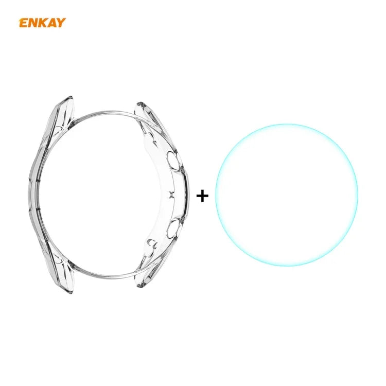 ENKAY Hat-Prince 2-in-1 Transparente TPU-Schutzhülle + 0,2 mm 9H 2,15D Schutzglasfolie mit gebogenen Kanten, für Samsung Galaxy Watch 3 45 mm