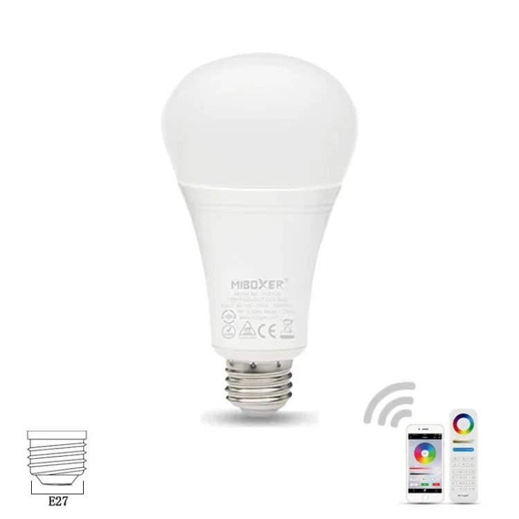 FUT105 12W RGB + CCT LED-Glühbirne E27 Innenbeleuchtung 2.4G Fernbedienung Smart Phone APP Steuerung Schlafzimmer Wohnzimmer AC100~240V
