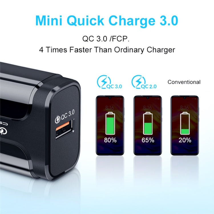LZ-023 18W QC 3.0 USB Portable Reiseladegerät + 3A USB-zu-8-Pin-Datenkabel, US-Stecker, USB-zu-8-Pin-Datenkabel, US-Stecker, 8-Pin-Datenkabel, US-Stecker
