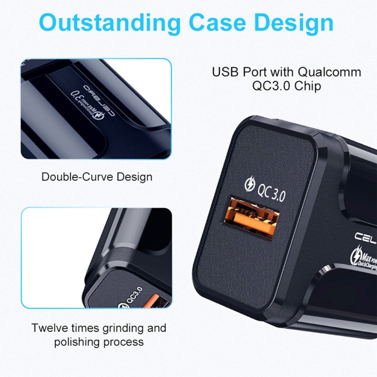 LZ-023 18W QC 3.0 USB tragbares Reiseladegerät + 3A USB-auf-8-Pin-Datenkabel, EU-Stecker, 8-Pin-Datenkabel, EU-Stecker
