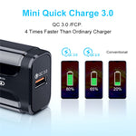 LZ-023 18W  QC3.0 USB Portable Travel Charger + 3A USB toType-C Data Cable, US Plug, Type-C Data Cable, US Plug