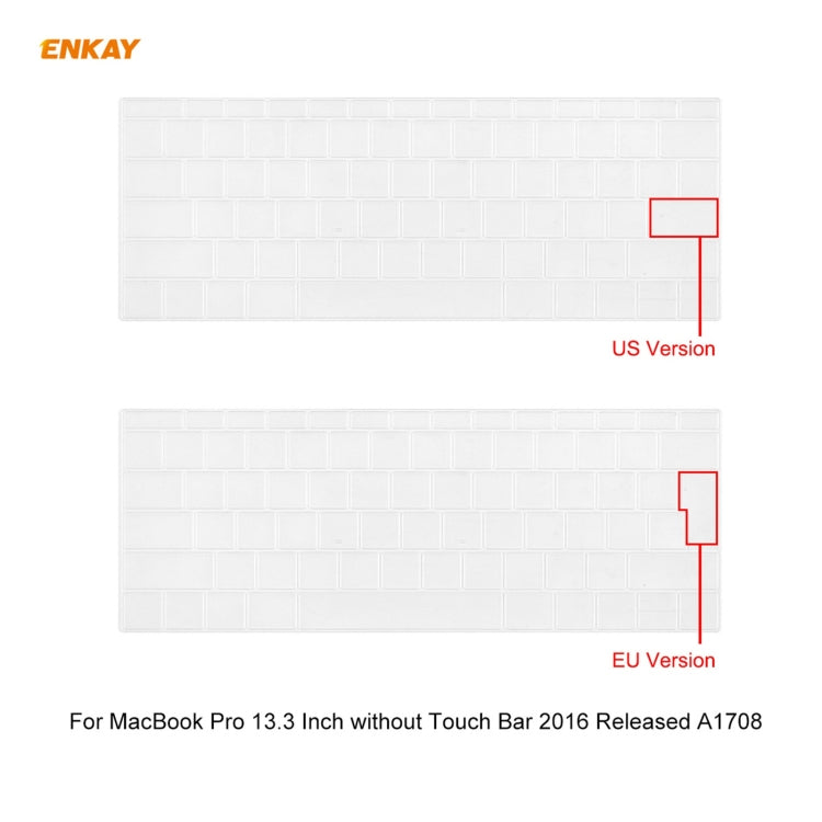 ENKAY 3 in 1 Kristall Laptop-Schutzhülle + EU-Version TPU Tastaturfolie + Staubschutz-Stöpsel-Set für MacBook Pro 13,3 Zoll A1708 (ohne Touch Bar), Für MacBook Pro 13,3 Zoll A1708 (ohne Touch Bar)