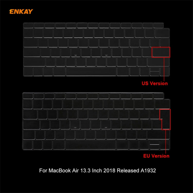ENKAY 3-in-1 Kristall-Laptop-Schutzhülle + EU-Version TPU-Tastaturfolie + Staubschutz-Stöpsel-Set für MacBook Air 13,3 Zoll A1932 (2018), Für MacBook Air 13,3 Zoll A1932 (2018)