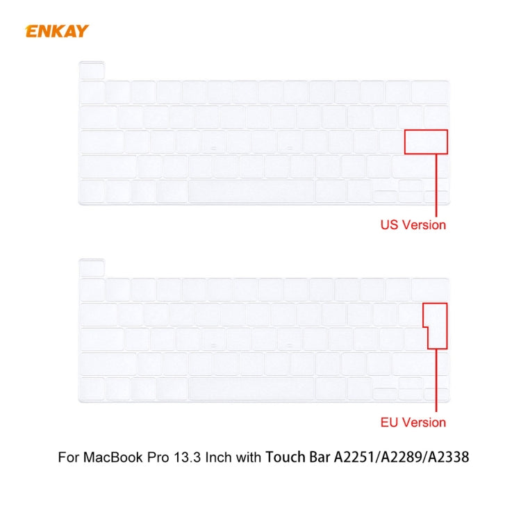 ENKAY 3 in 1 Kristall Laptop-Schutzhülle + EU-Version TPU Tastaturfolie + Staubschutz-Stöpsel-Set für MacBook Pro 13,3 Zoll A2251 & A2289 & A2338 (mit Touch Bar), Für MacBook Pro 13,3 Zoll A2251 (mit Touch Bar)