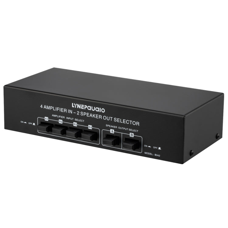 4 Eingänge 2 Ausgänge Leistungsverstärker- und Lautsprecherschalter Lautsprecherweiche Splitter Komparator 300W pro Kanal ohne Klangqualitätsverlust, 4 In 2 Out