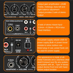 3-Kanal-Mischer Front-Stereo-Verstärker mit Höhen-/Mitten-/Bassregler, USB 5V Stromversorgung, US-Stecker, B056