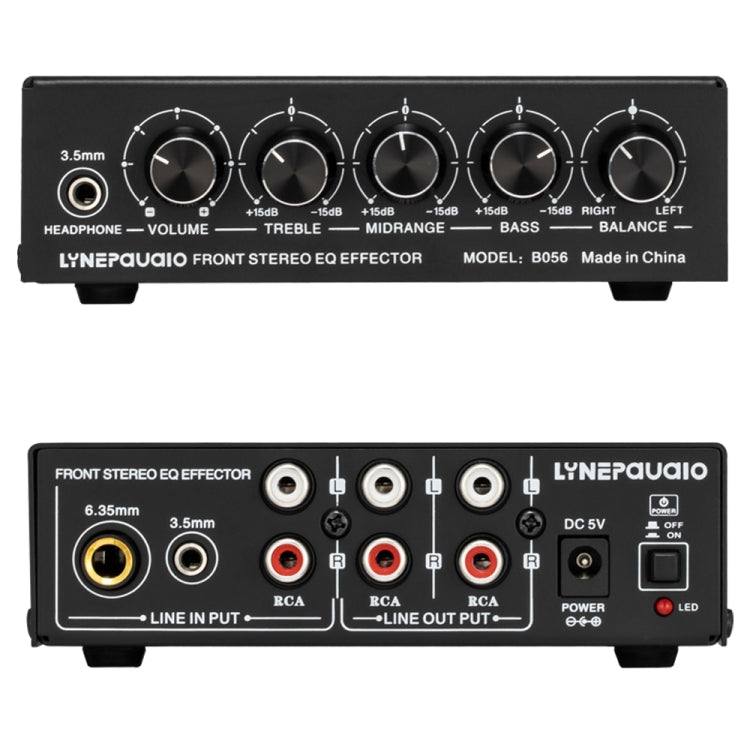 3-Kanal-Mischer Front-Stereo-Verstärker mit Höhen-/Mitten-/Bassregler, USB 5V Stromversorgung, US-Stecker, B056