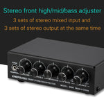 3-Kanal-Mischer Front-Stereo-Verstärker mit Höhen-/Mitten-/Bassregler, USB 5V Stromversorgung, US-Stecker, B056