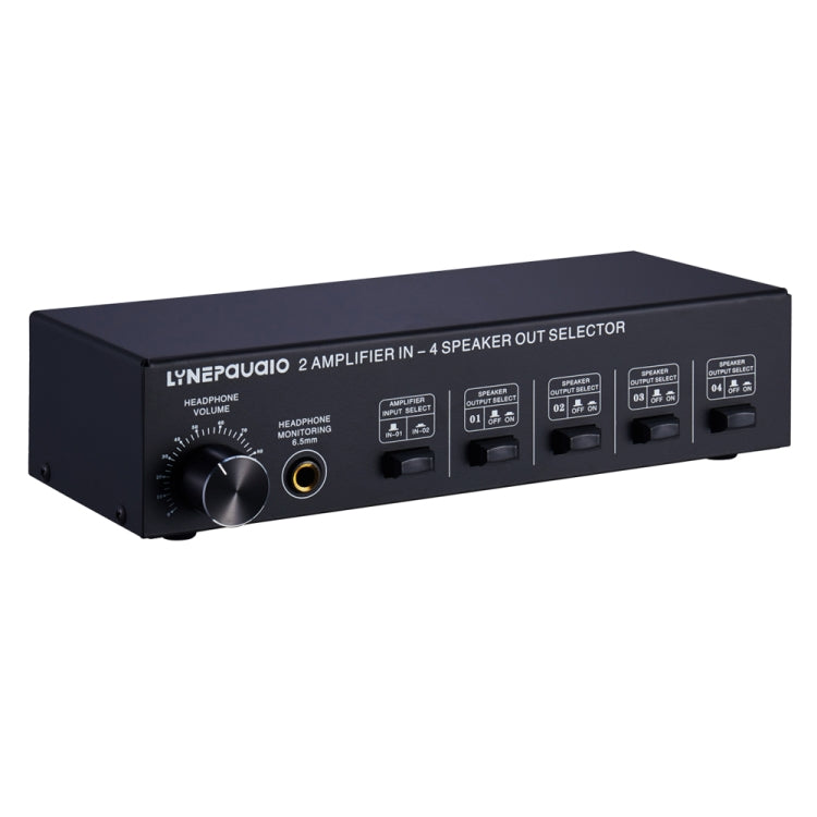B032 2-in 4-out Leistungsverstärker-Umschalter Lautsprecher Verlustfreie Klangqualität 300W pro Kanal Schalterverteiler-Komparator mit Kopfhörer-Überwachungsfunktion / Audio-Eingang, B032