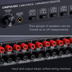 B032 2-in 4-out Leistungsverstärker-Umschalter Lautsprecher Verlustfreie Klangqualität 300W pro Kanal Schalterverteiler-Komparator mit Kopfhörer-Überwachungsfunktion / Audio-Eingang, B032