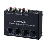 1-in-4-out Stereo-Front-Signalverstärker, unabhängige Ausgangslautstärkeregelung, Cinch-Schnittstelle, verlustfreier Verteiler, US-Stecker, B029
