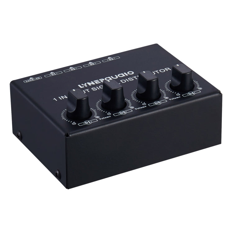 1-in-4-out Stereo-Front-Signalverstärker, unabhängige Ausgangslautstärkeregelung, Cinch-Schnittstelle, verlustfreier Verteiler, US-Stecker, B029
