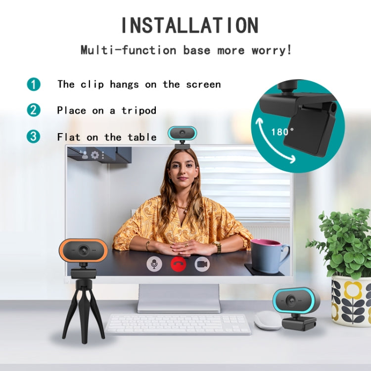 C11 2K Bildqualität HD ohne Verzerrung 360 Grad drehbar Eingebautes Mikrofon Klare Klang-Webcams mit Stativ