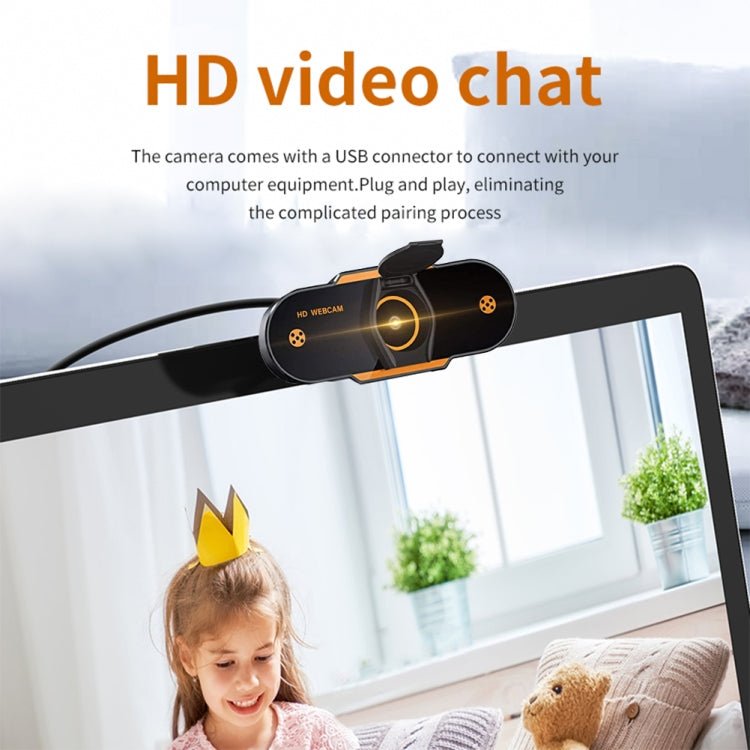 312 1080P HD USB 2.0 PC Desktop Kamera Webcam mit Mikrofon, Kabellänge: ca. 1,3m, Standard, mit Stativ, Blickschutz