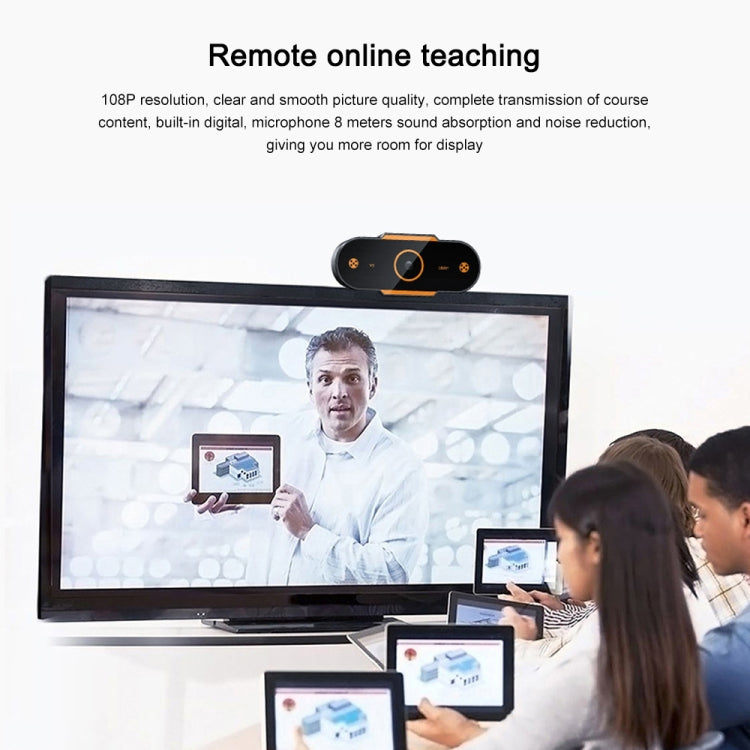 312 1080P HD USB 2.0 PC Desktop Kamera Webcam mit Mikrofon, Kabellänge: ca. 1,3m, Standard, mit Stativ, Blickschutz
