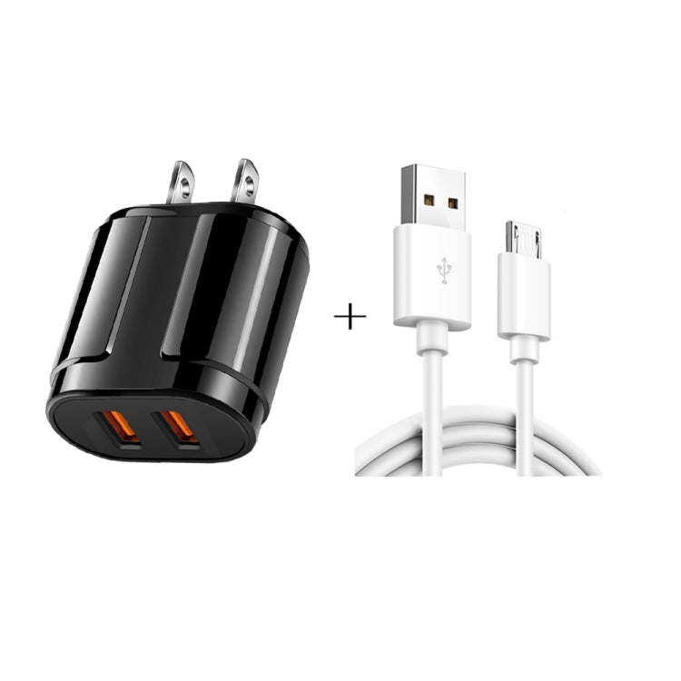 Dual-USB-tragbares Reise-Ladegerät + 1 Meter USB-zu-Micro-USB-Datenkabel, US-Stecker