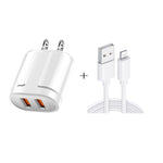 Doppel USB Tragbares Reise-Ladegerät + 1 Meter USB zu 8 Pin Datenkabel, US-Stecker