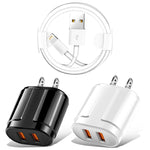 Doppel USB Tragbares Reise-Ladegerät + 1 Meter USB zu 8 Pin Datenkabel, US-Stecker