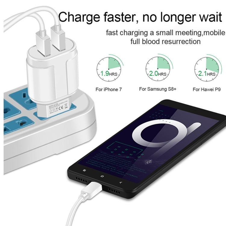 Doppel USB Tragbares Reise-Ladegerät + 1 Meter USB zu 8 Pin Datenkabel, US-Stecker
