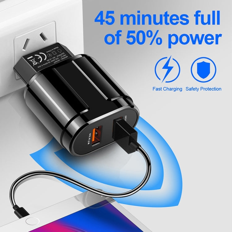 Doppel USB Tragbares Reise-Ladegerät + 1 Meter USB zu 8 Pin Datenkabel, US-Stecker