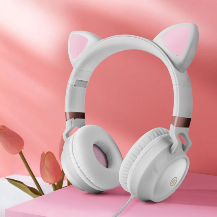 P28 Katzenohr-Kopfhörer, kabelgebundenes Musik-Stereo-Headset mit Mikrofon