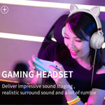 P28 Katzenohr-Kopfhörer, kabelgebundenes Musik-Stereo-Headset mit Mikrofon