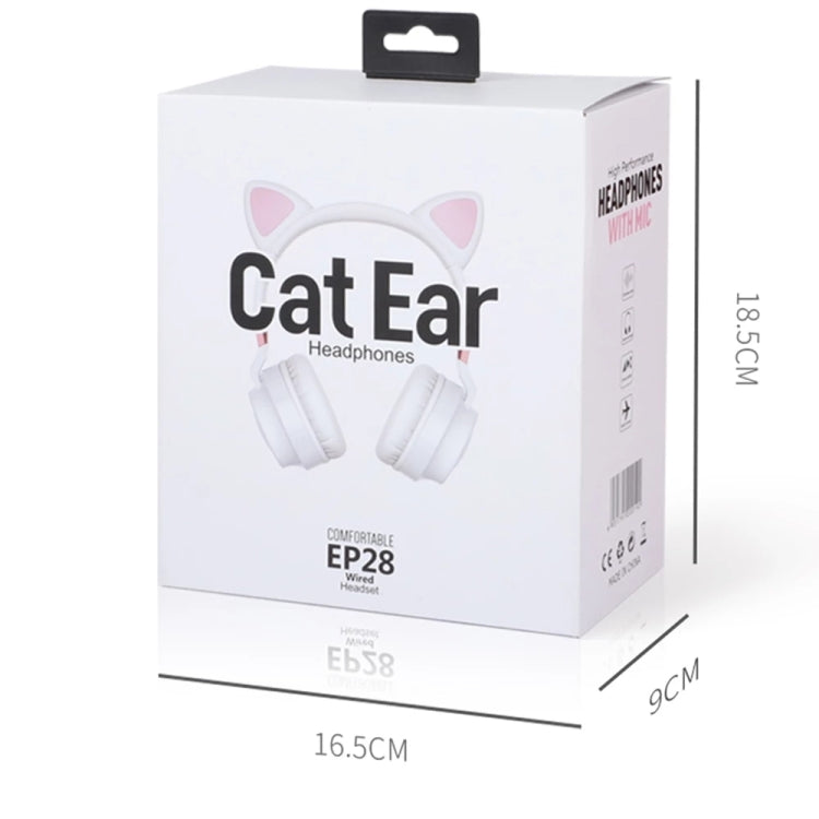 P28 Katzenohr-Kopfhörer, kabelgebundenes Musik-Stereo-Headset mit Mikrofon