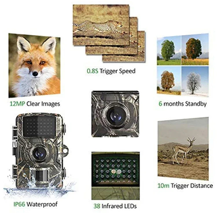 DL001 Wildkamera 12MP 1080P 26 IR LEDs 940nm Nachtsicht, DL001