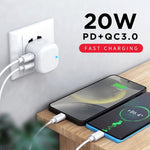 YSY-6087PD 20W PD3.0 + QC3.0 Dual-Schnelllade-Reiseladegerät mit USB-zu-Micro-USB-Datenkabel, EU-Stecker, US-Stecker, UK-Stecker