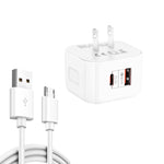 YSY-6087PD 20W PD3.0 + QC3.0 Dual-Schnelllade-Reiseladegerät mit USB-zu-Micro-USB-Datenkabel, EU-Stecker, US-Stecker, UK-Stecker