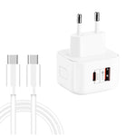 YSY-6087PD 20W PD3.0 + QC3.0 Dual Fast Charge Reise-Ladegerät mit Typ-C auf Typ-C Datenkabel, EU-Stecker, US-Stecker, UK-Stecker