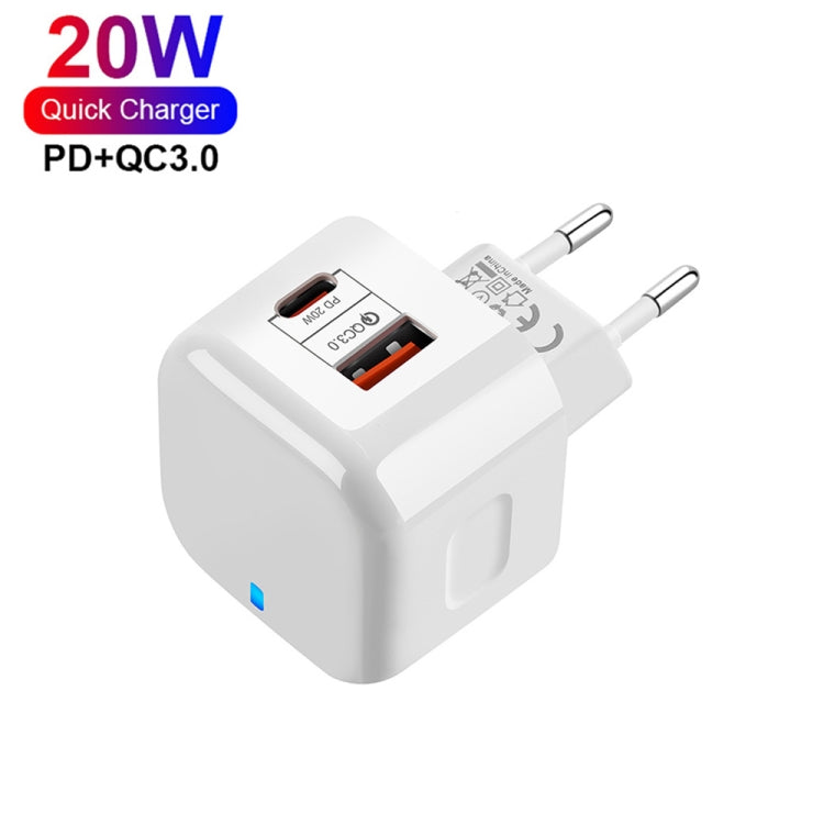 YSY-6087PD 20W PD3.0 + QC3.0 Dual Fast Charge Reise-Ladegerät mit Typ-C auf Typ-C Datenkabel, EU-Stecker, US-Stecker, UK-Stecker