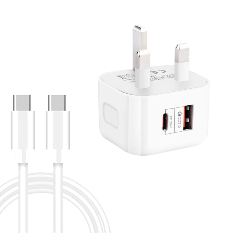 YSY-6087PD 20W PD3.0 + QC3.0 Dual Fast Charge Reise-Ladegerät mit Typ-C auf Typ-C Datenkabel, EU-Stecker, US-Stecker, UK-Stecker