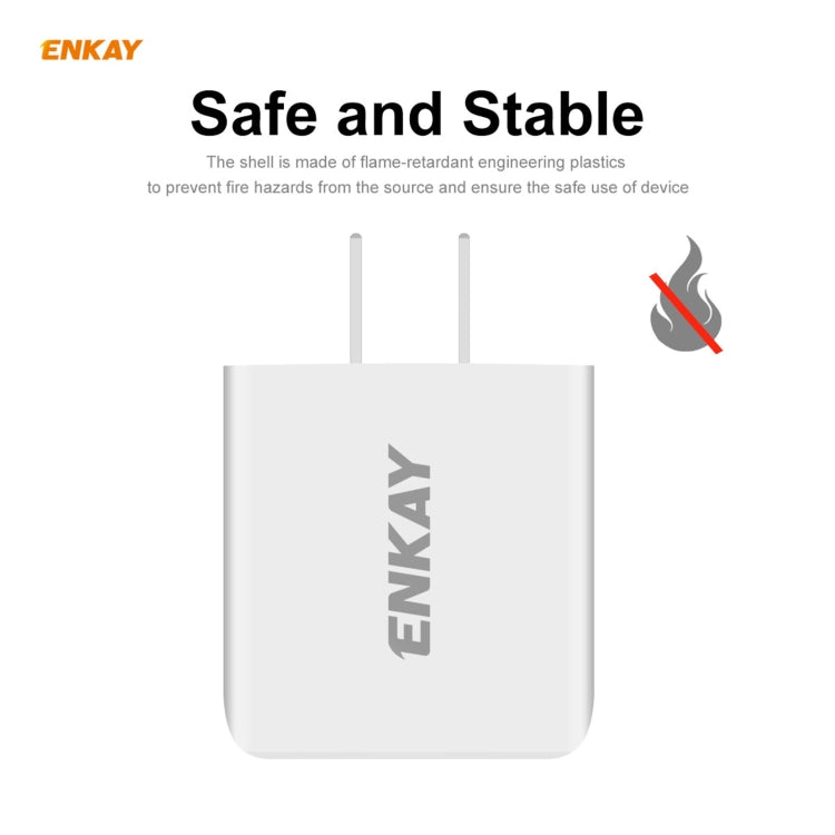 ENKAY Hat-Prince U090 20W PD + QC 3.0 Portable Dual Ports Fast Charging Travel Charger Power Adapter, US Plug