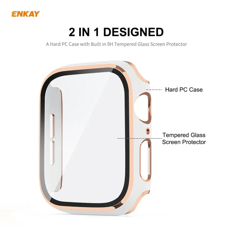 ENKAY Hat-Prince Vollflächige, galvanisierte PC-Schutzhülle + Displayschutz aus gehärtetem Glas für Apple Watch Series 6 / 5 / 4 / SE 40 mm