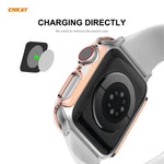 ENKAY Hat-Prince Vollflächige, galvanisierte PC-Schutzhülle + Displayschutz aus gehärtetem Glas für Apple Watch Series 6 / 5 / 4 / SE 40 mm