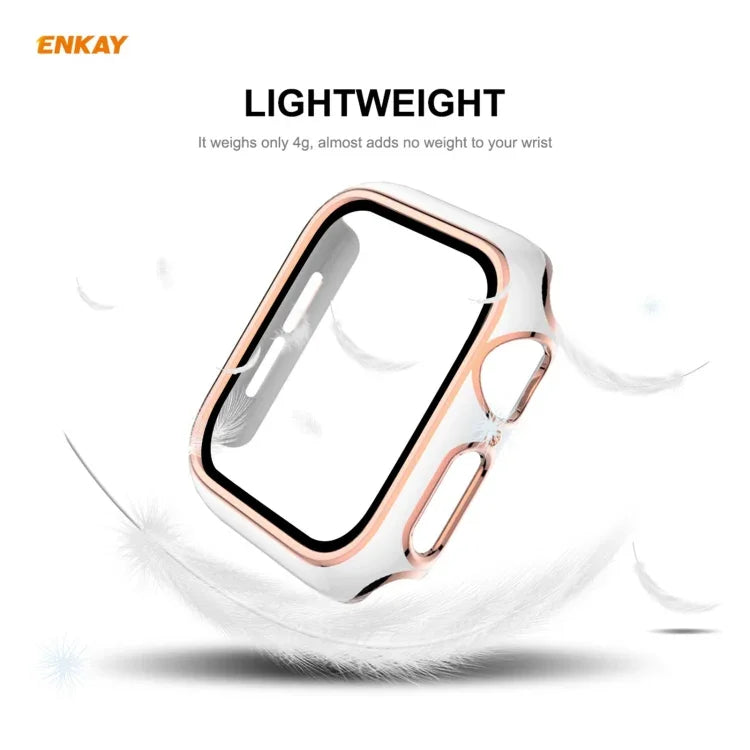 ENKAY Hat-Prince Vollflächige, galvanisierte PC-Schutzhülle + Displayschutz aus gehärtetem Glas für Apple Watch Series 6 / 5 / 4 / SE 40 mm