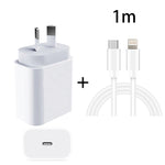 PD 20W PD 3.0 Reise-Schnellladegerät Netzteil mit USB-C / Typ-C auf 8-Pin-Schnelllade-Datenkabel, AU-Stecker