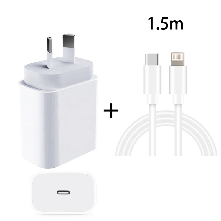 PD 20W PD 3.0 Reise-Schnellladegerät Netzteil mit USB-C / Typ-C auf 8-Pin-Schnelllade-Datenkabel, AU-Stecker