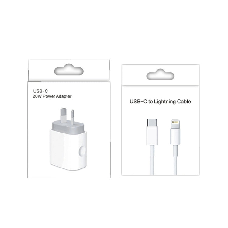 PD 20W PD 3.0 Reise-Schnellladegerät Netzteil mit USB-C / Typ-C auf 8-Pin-Schnelllade-Datenkabel, AU-Stecker